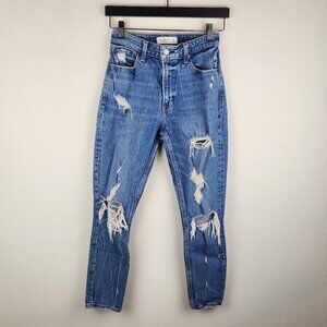 Abercrombie & Fitch Curve Love The Skinny High Rise Ripped Distressed Jeans 25s